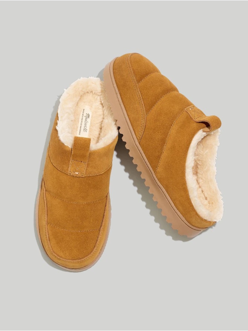 Madewell The Allweek Slipper Suede Faux Fur Lining Men 9 Toffee
